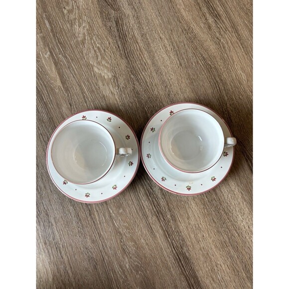 VTG Pfalzkeramik Inzell Streublumen 2 Mugs And Saucers Scattered Flowers German - Picture 3 of 11